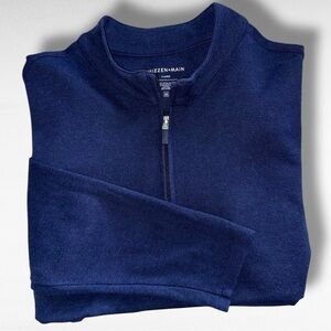 Mizzen+Main Quarter Zip Pullover Navy XL | Performance Knit Long Sleeve